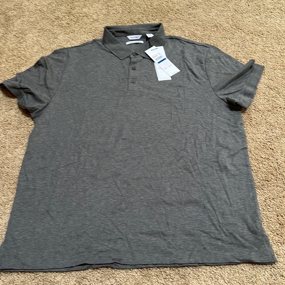 NWT! CALVIN KLEIN Men's size XL grey heather polo